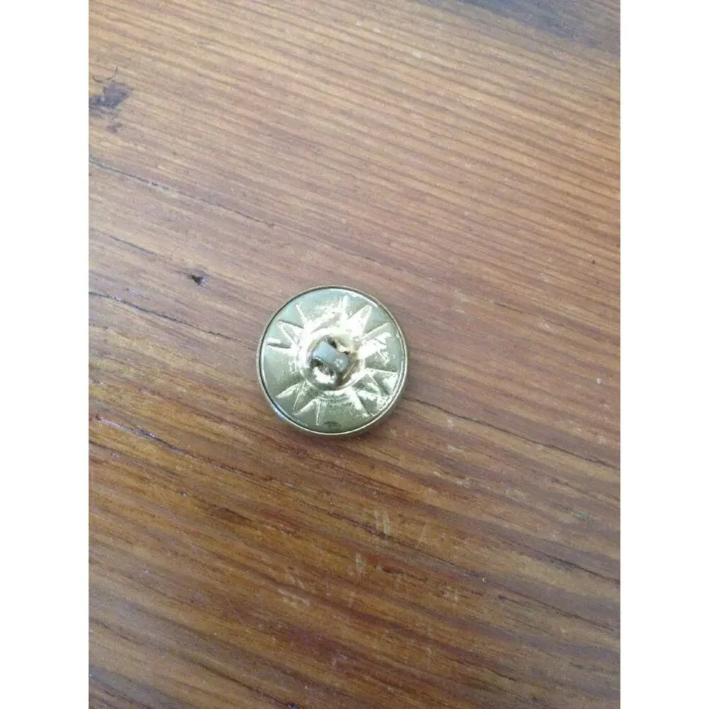 Vintage Antique Fancy French Grecian Gate Bright Brass Round Shank Button 2cm